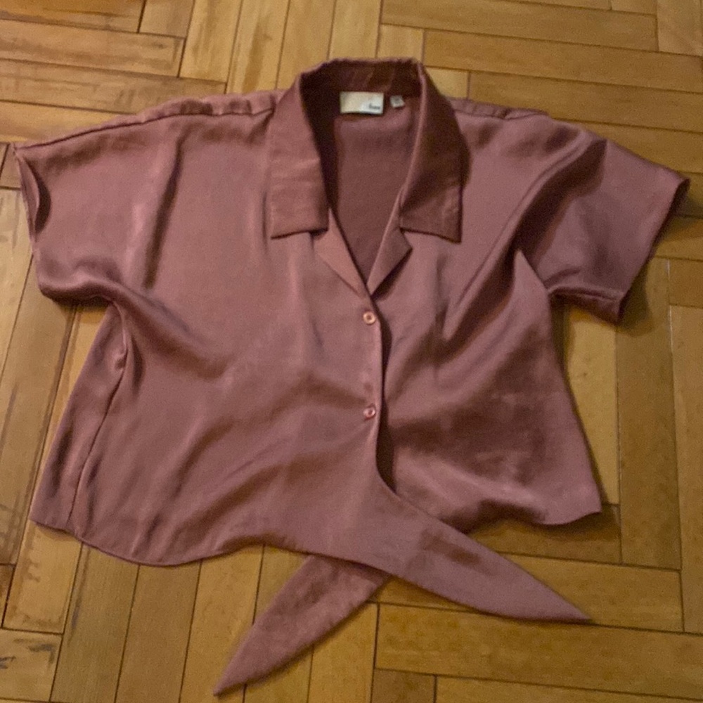 Dusty Pink Satin Tie Crop Top
